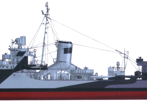 Эсминец USS DD-386 Bagley 1944 [Destroyer] - чертежи, габариты, рисунки